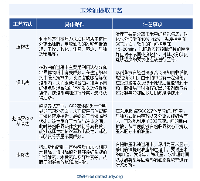 玉米油提取工艺