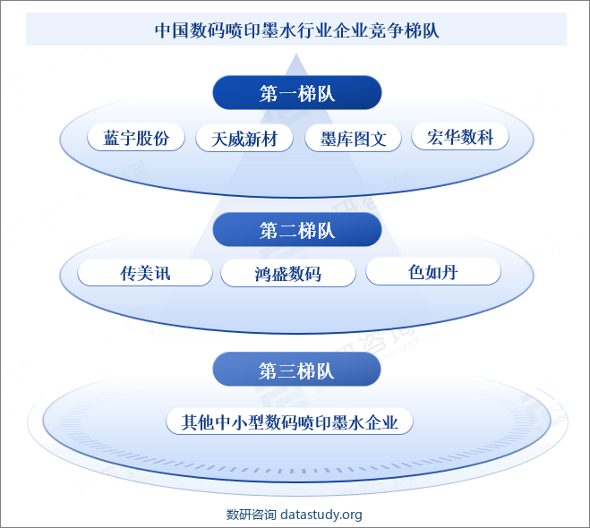 中国数码喷印墨水行业企业竞争梯队