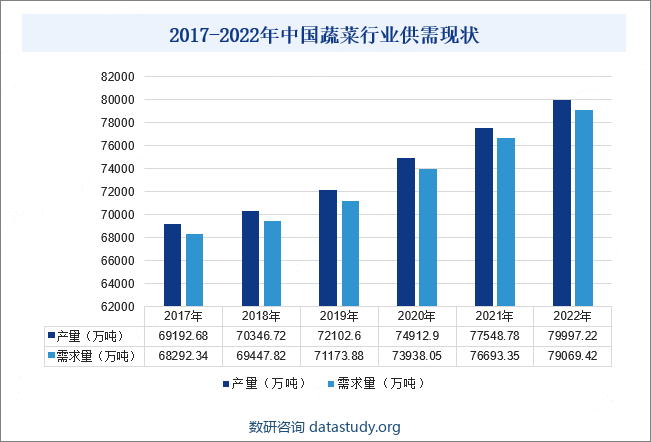 2017-2022年中国蔬菜行业供需现状
