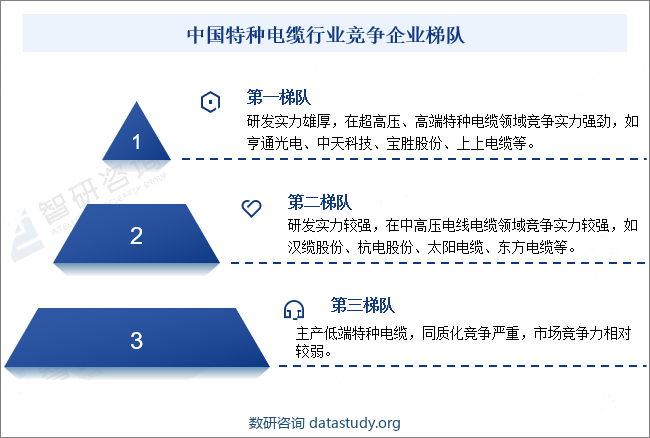 中国特种电缆行业竞争企业梯队