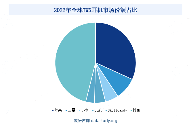 2022年全球TWS耳机市场份额占比