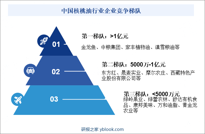 中国核桃油行业企业竞争梯队