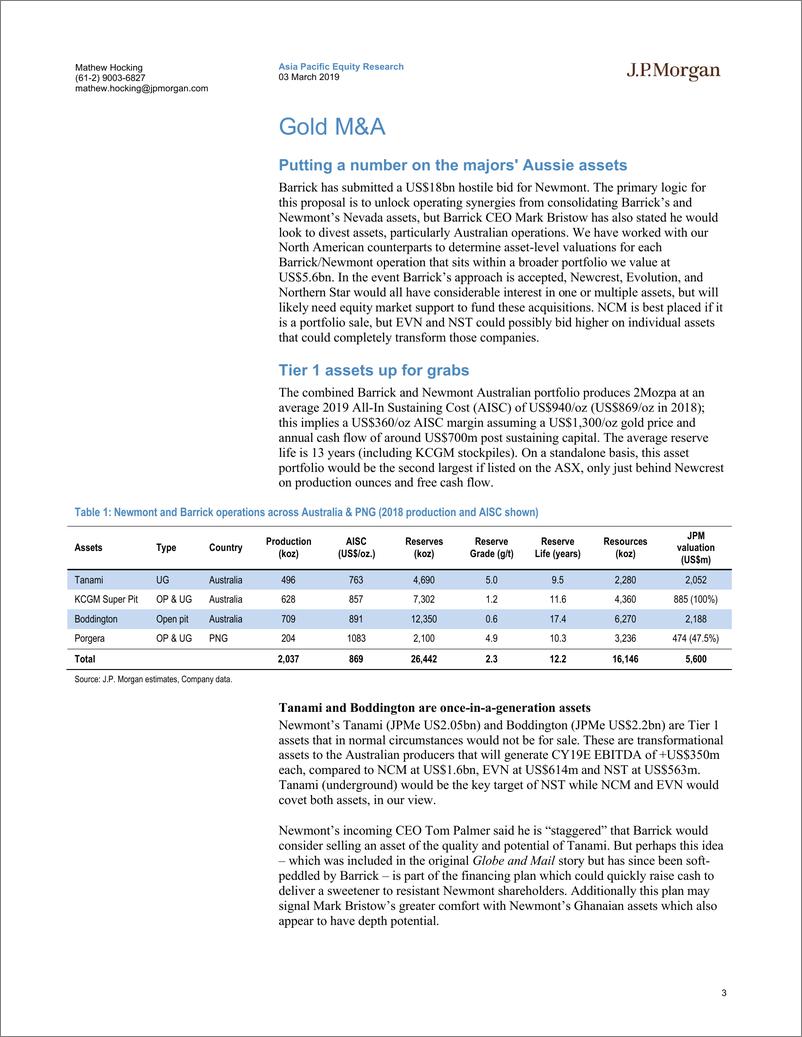 《J.P. 摩根-亚太地区-金属与采矿行业-黄金并购：给大公司的澳洲资产贴上价格标签-2019.3.3-34页》 - 第4页预览图