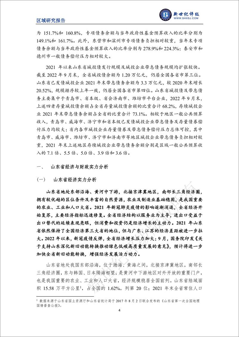 《新世纪评级-山东省及下辖各市经济财政实力与债务研究（2022）-32页》 - 第5页预览图