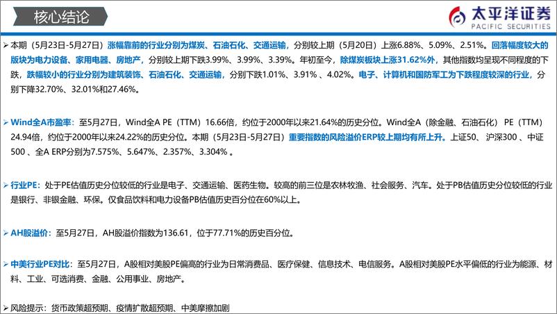 《全市场与各行业估值跟踪：中外股票估值追踪及对比-20220528-太平洋证券-27页》 - 第4页预览图