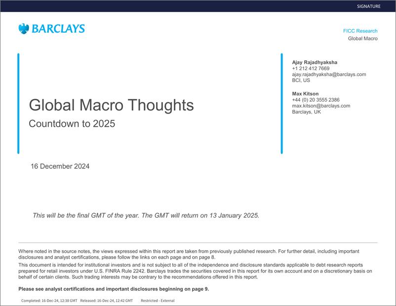 《Barclays_Global_Macro_Thoughts_Countdown_to_2025》 - 第1页预览图