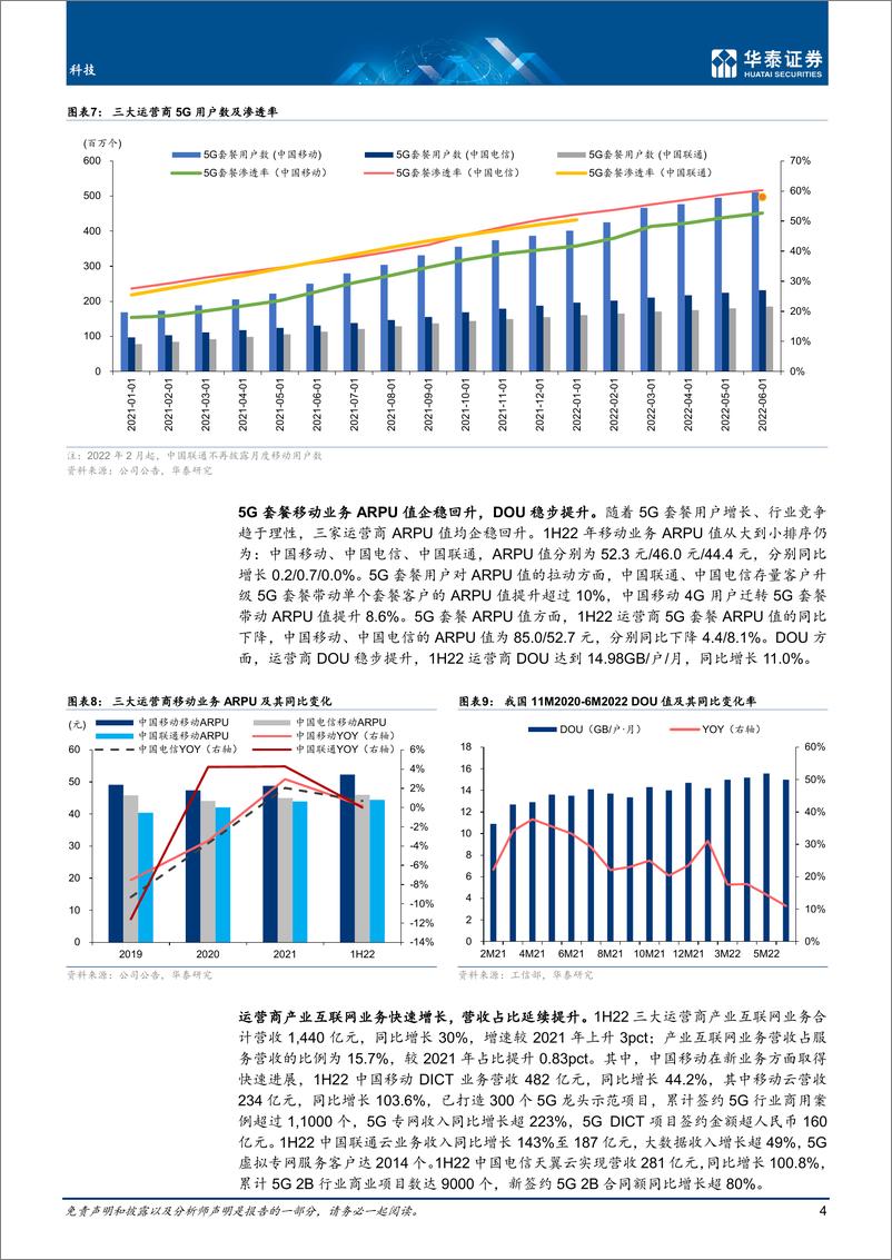 《科技行业专题研究：运营商稳中向好，产业数字化快速增长-20220821-华泰证券-22页》 - 第5页预览图