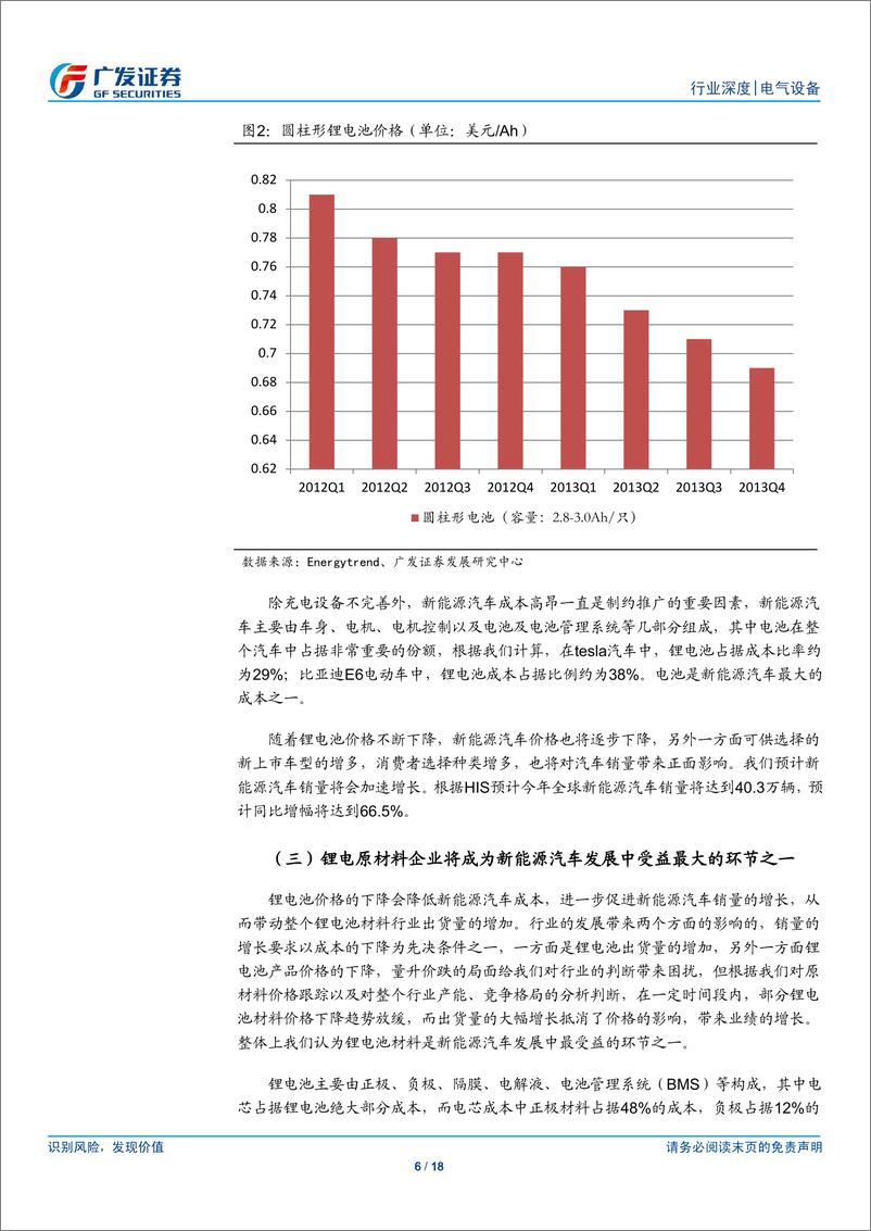 《广发证券-新能源汽车行业深度报告(二)： 新能源汽车发展 锂电池材料最先受益》 - 第6页预览图