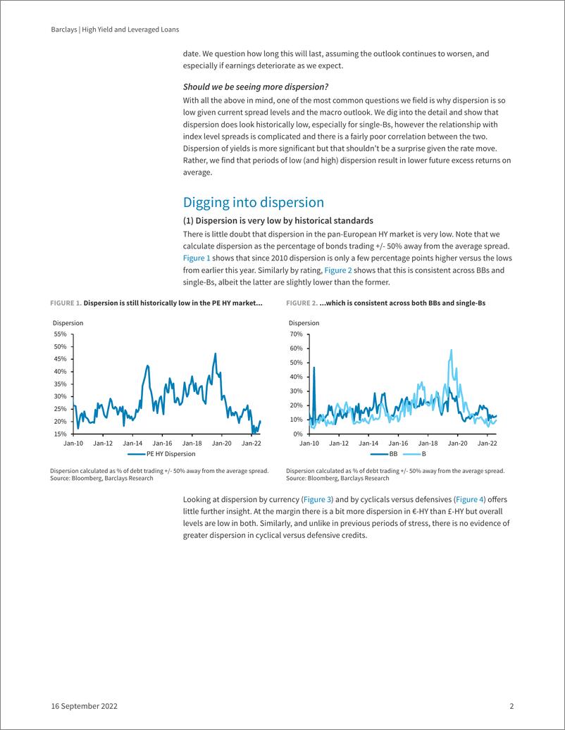 《High Yield and Leveraged Loans Dispersion and spreads – it’s complicated》 - 第3页预览图