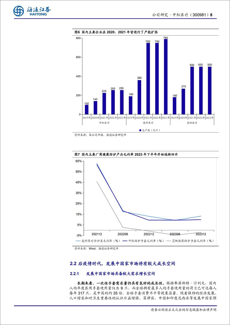 《中红医疗(300981)公司研究报告：手套业务行业回暖，新业务条线逐步起量-240929-海通证券-17页》 - 第8页预览图