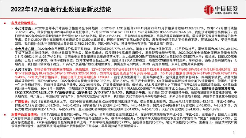 《面板行业深度追踪系列第42期（2022年12月）：22年行业底部明确，23年静待需求复苏-20230130-中信证券-22页》 - 第3页预览图