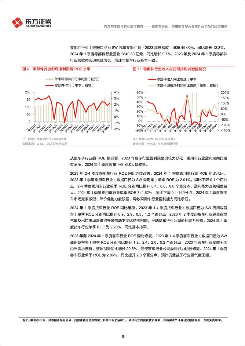 《汽车行业1季度经营分析及投资策略：乘用车分化，商用车及部分零部件公司盈利改善明显-240512-东方证券-24》 - 第8页预览图