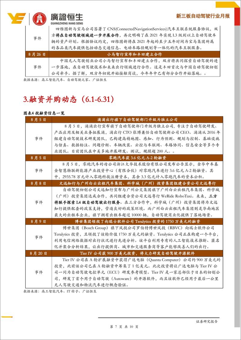 《自动驾驶行业月报：多企业布局车联网领域、自动驾驶测试在不同地区陆续开展、国内外公司合作频繁-20190916-广证恒生-10页》 - 第8页预览图