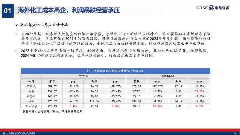 《化工行业2024年中期投资策略：供需格局改善及新技术驱动化工行业景气复苏-240724-华龙证券-37页》 - 第5页预览图