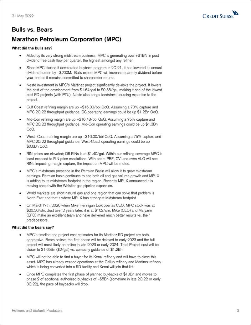 《瑞信-美股能源行业-炼油商和生物燃料生产商看法调查：多头vs空头-2022.5.31-27页》 - 第4页预览图