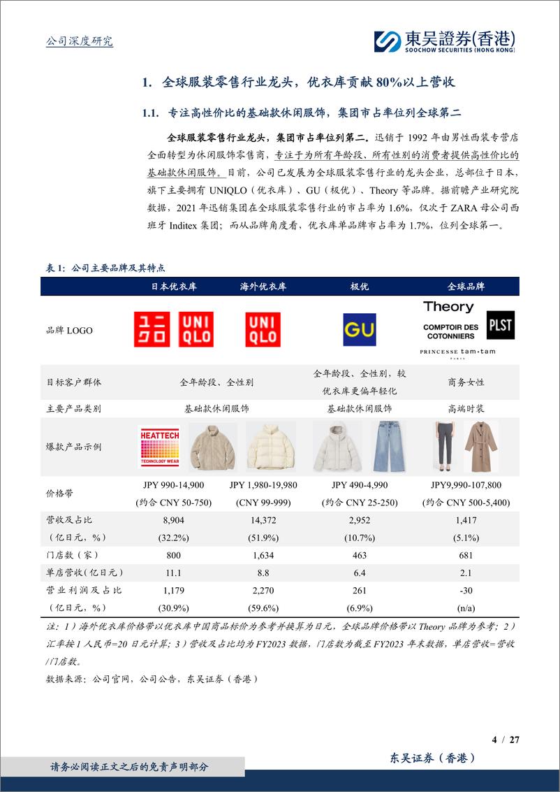 《服装零售行业：迅销(9983.T)，全球服装零售行业龙头，日本外市场增长潜力持续释放-240409-东吴证券(香港)-27页》 - 第4页预览图