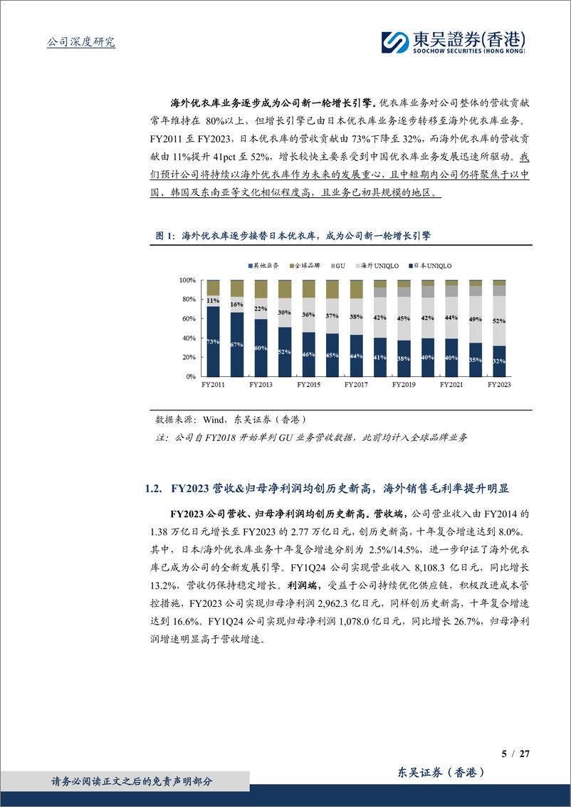 《服装零售行业：迅销(9983.T)，全球服装零售行业龙头，日本外市场增长潜力持续释放-240409-东吴证券(香港)-27页》 - 第5页预览图