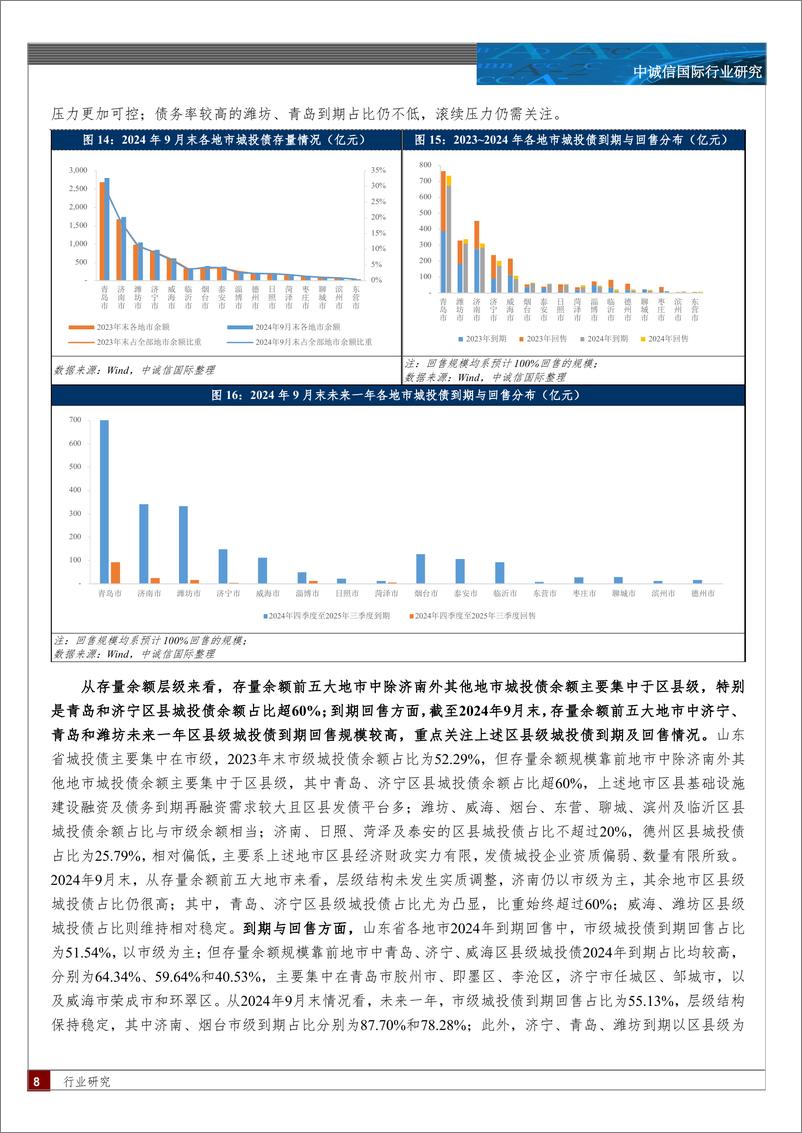 《基础设施投融资行业-山东省城投债篇：化债之年山东省城投债持续净流入-241113-中诚信国际-15页》 - 第8页预览图