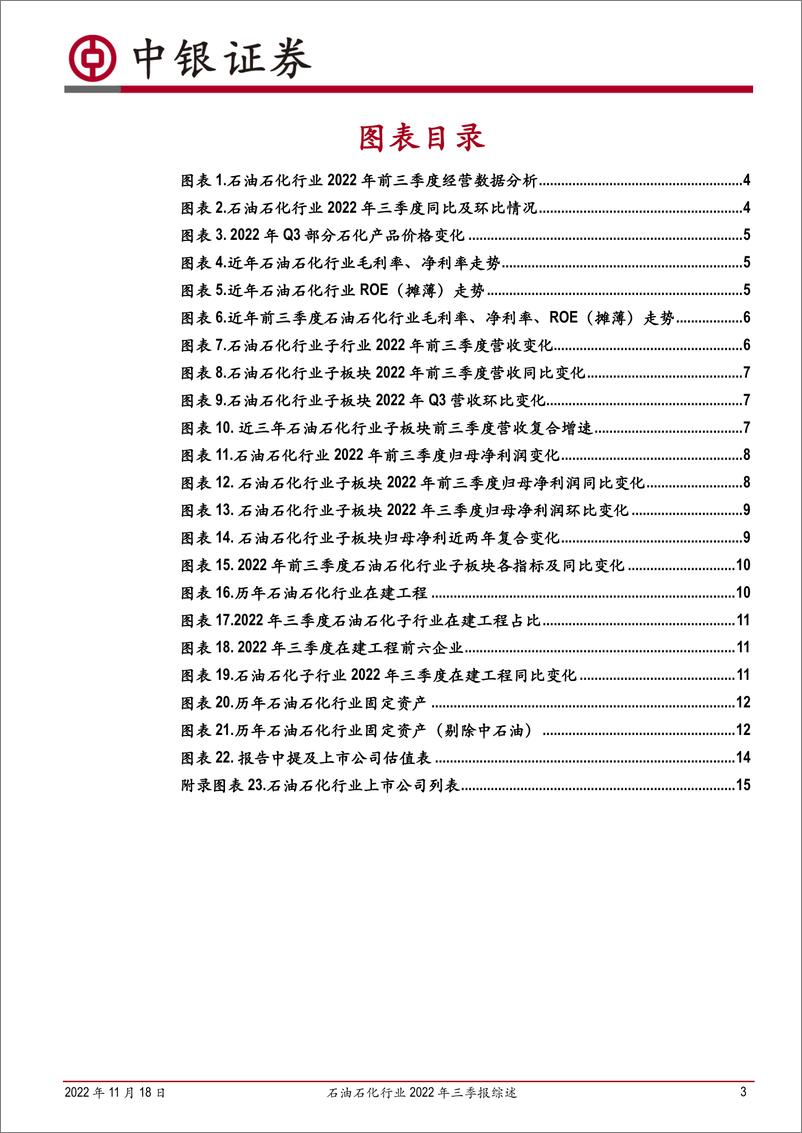 《石油石化行业2022年三季报综述：三季度利润率环比回落，子板块景气度分化加剧-20221118-中银国际-17页》 - 第4页预览图