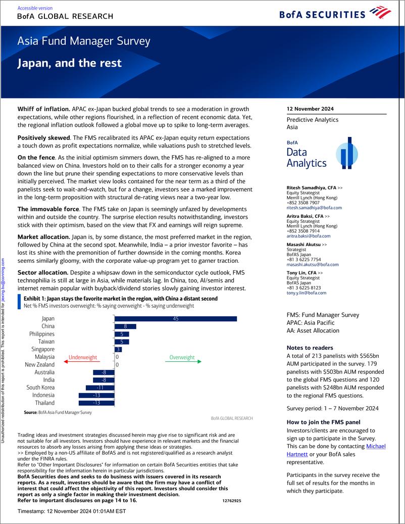 《BofA 241112 Asia Fund Manager Survey》 - 第1页预览图