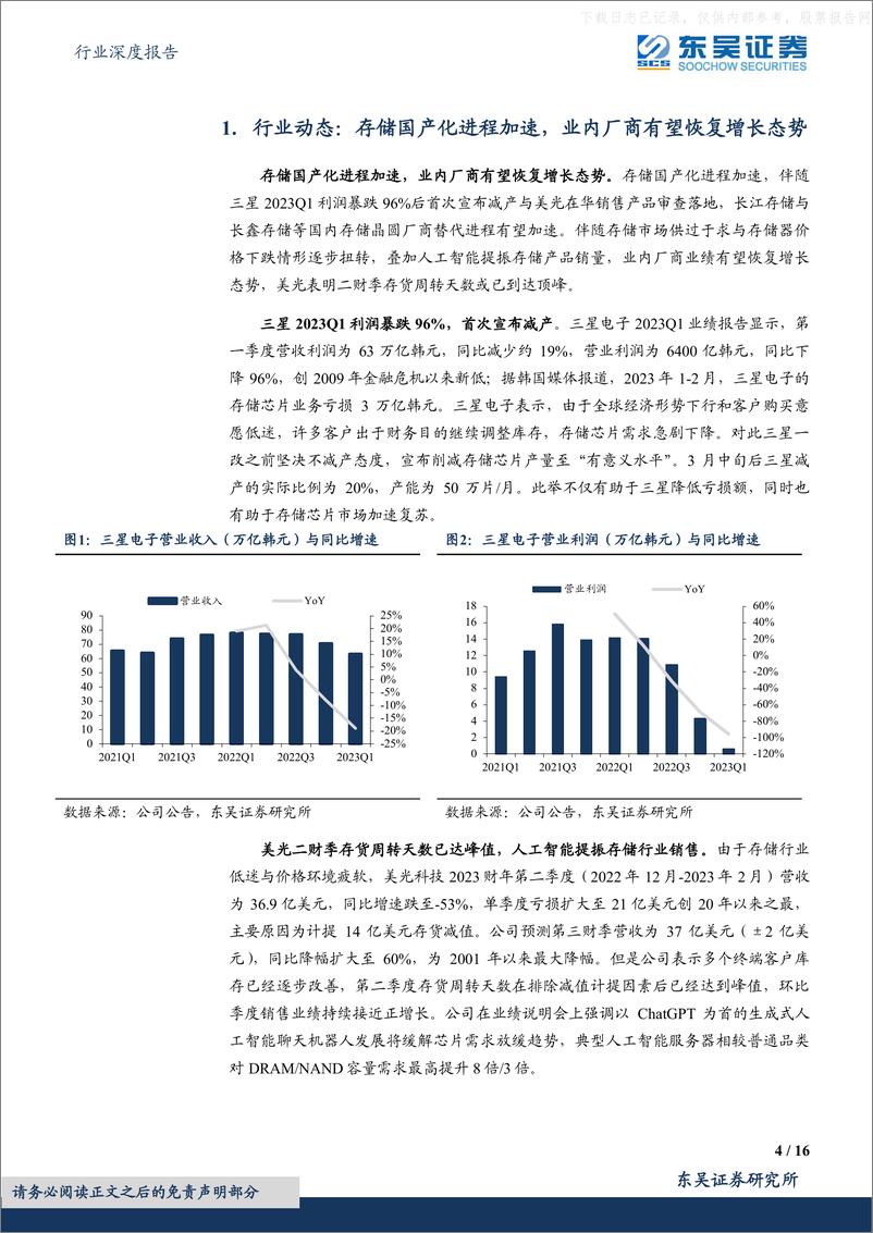 《东吴证券-电子行业深度报告：存储行业拐点渐显，产业国产化势在必行-230612》 - 第4页预览图