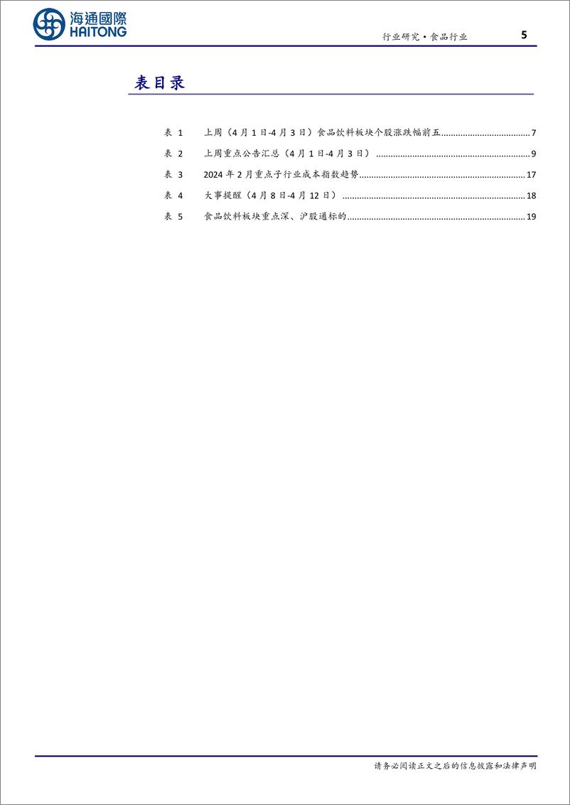 《食品行业：清明假期国内旅游出游人次较19年同比增长11.5%25-240409-海通国际-27页》 - 第5页预览图