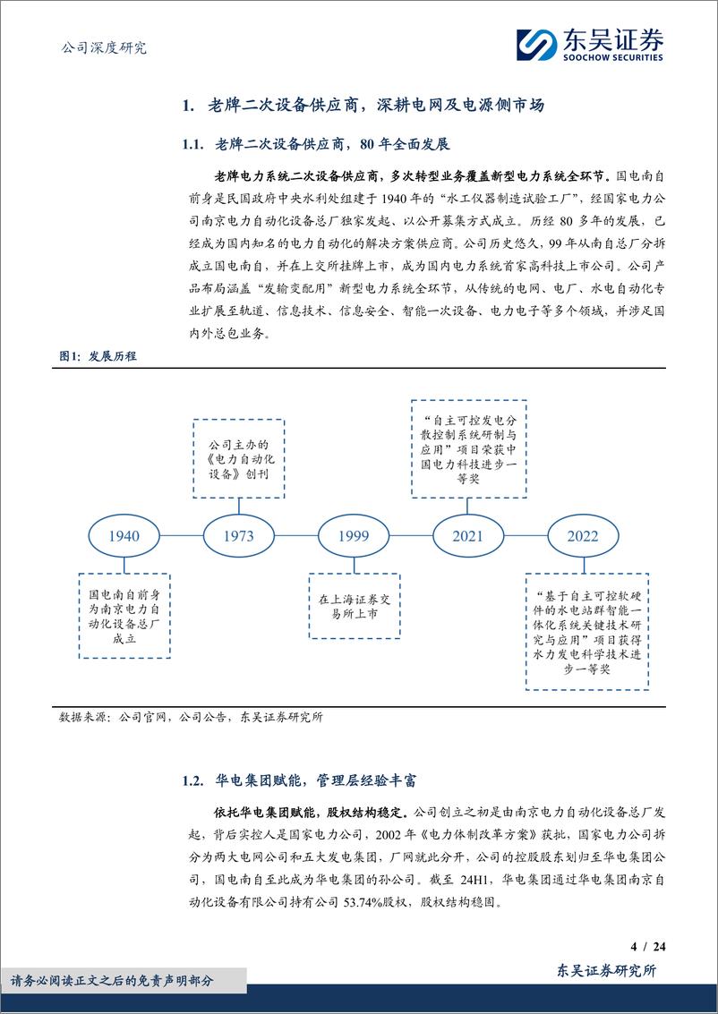 《国电南自(600268)老牌二次设备供应商，全面发展稳健成长-240928-东吴证券-24页》 - 第4页预览图