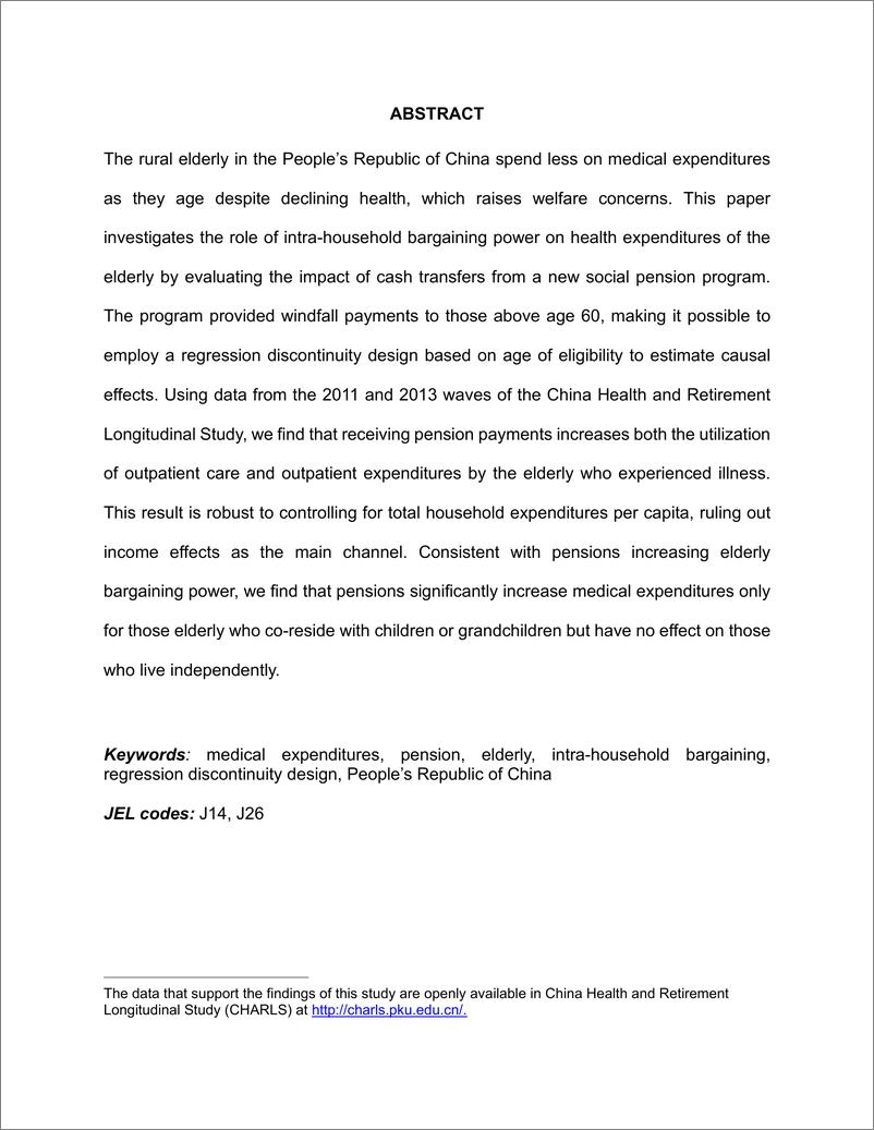 《亚开行-中国农村养老金、家庭内部谈判与老年医疗支出（英）-2023》 - 第5页预览图