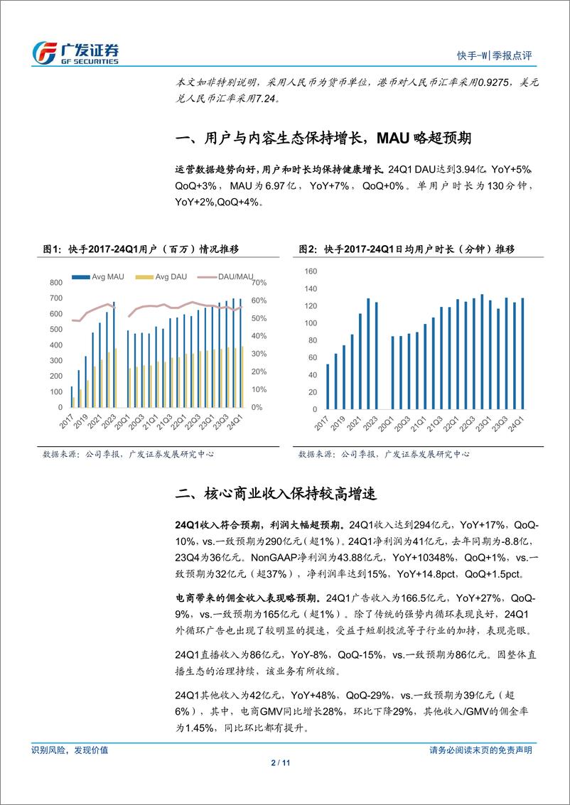 《快手-W(01024.HK)核心商业收入高速增长，利润超预期-240523-广发证券-11页》 - 第2页预览图