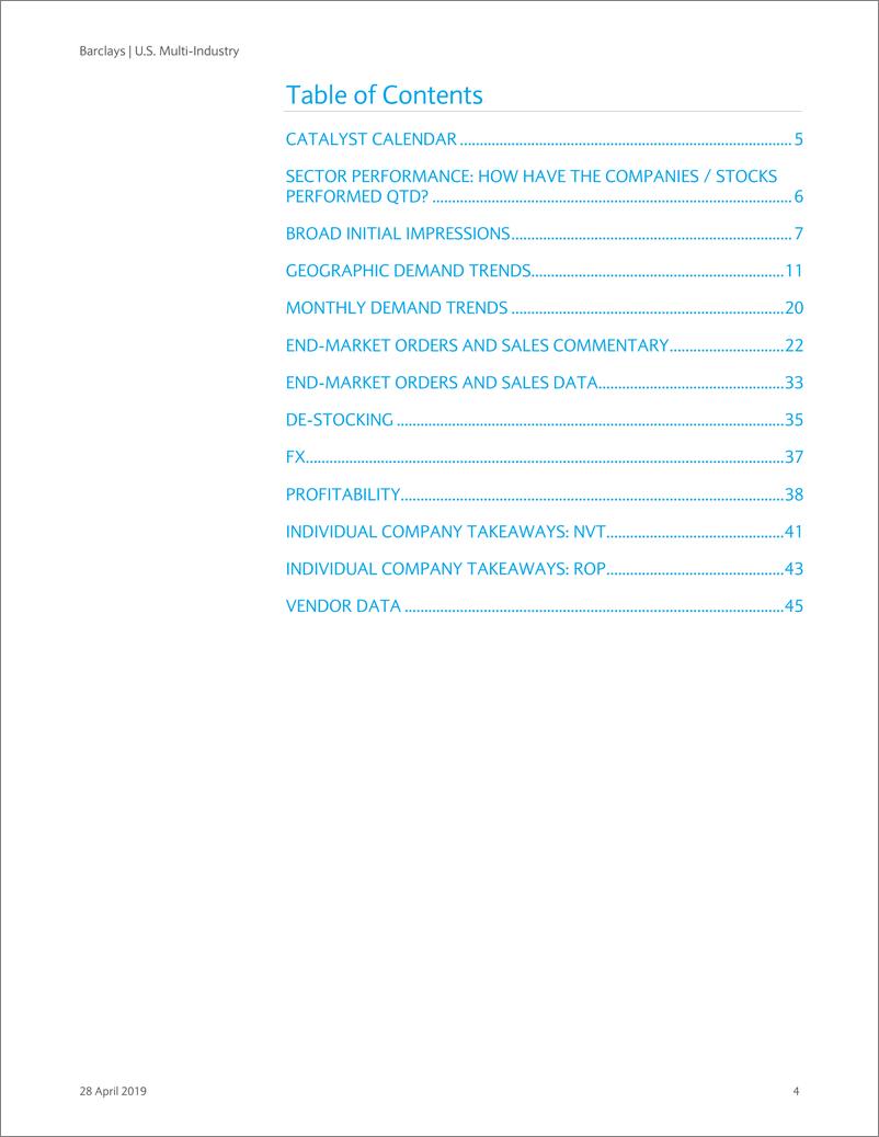 《巴克莱-美股-投资策略-美国多产业：汽车、电子产品疲软-2019.4.28-66页》 - 第5页预览图