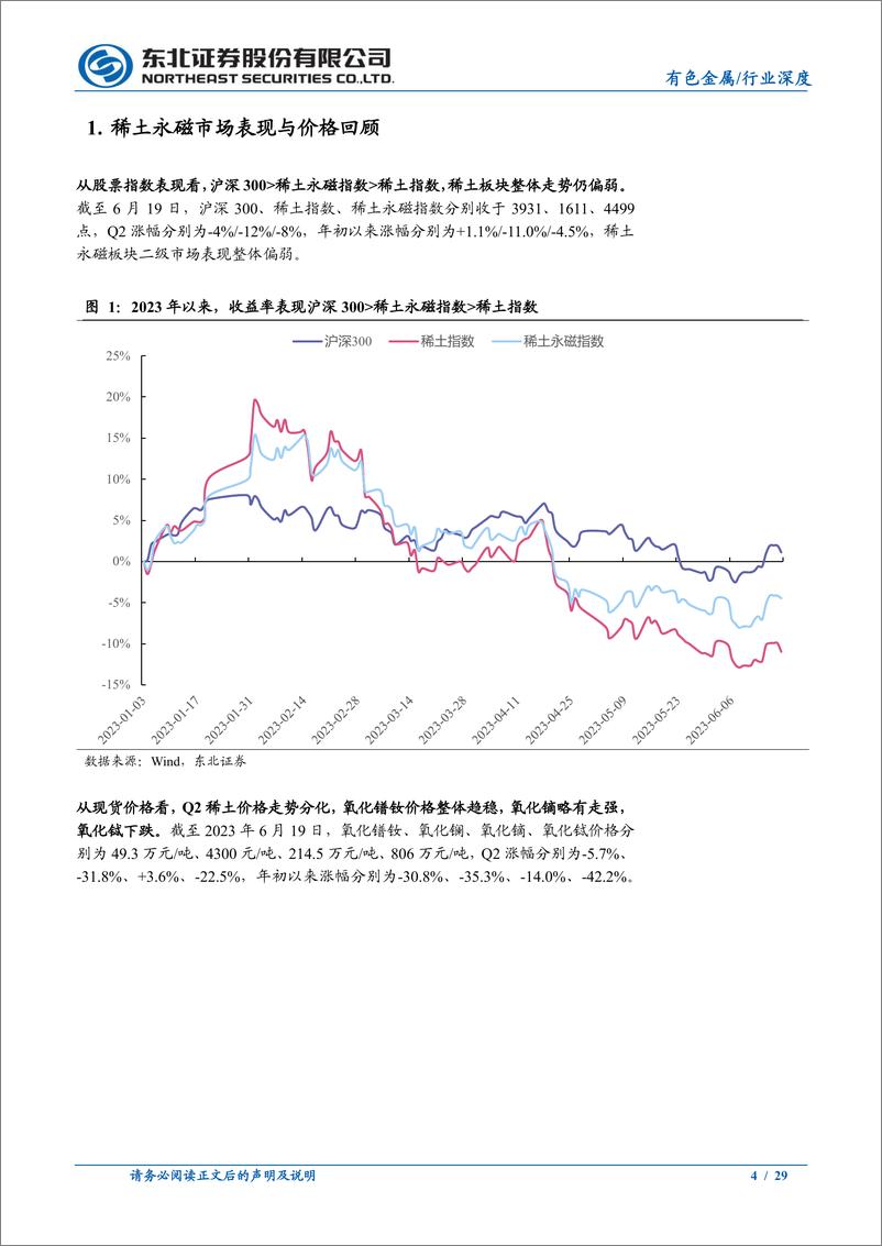 《有色金属行业稀土永磁板块2023Q2深度跟踪报告：稀土供需改善、价格企稳，等待下游进一步回暖-20230621-东北证券-29页》 - 第5页预览图