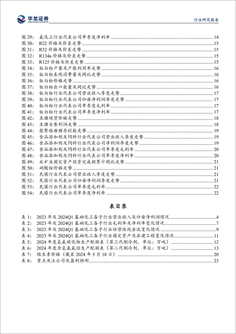 《基础化工行业2023年报及2024年一季报综述：整体经营向好，盈利能力改善-240527-华龙证券-28页》 - 第4页预览图