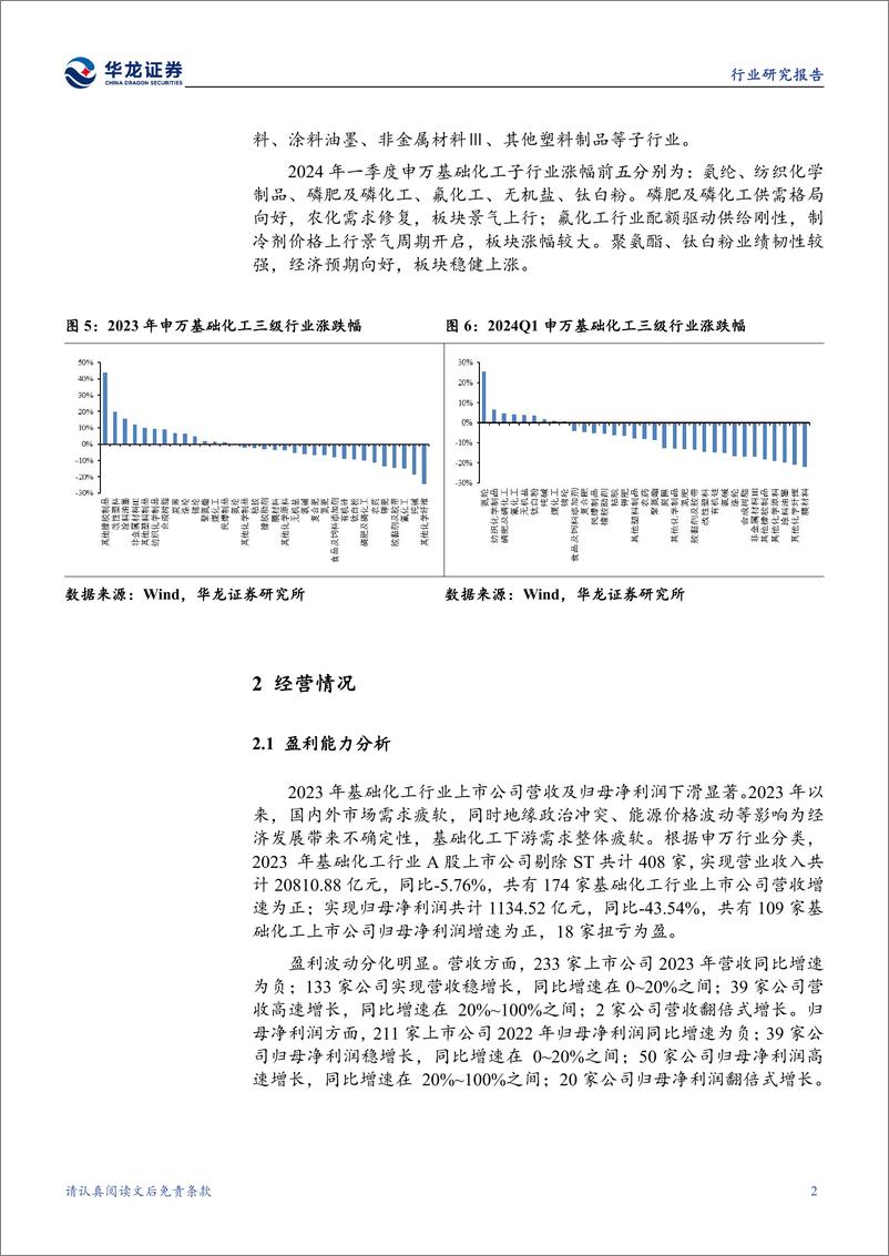 《基础化工行业2023年报及2024年一季报综述：整体经营向好，盈利能力改善-240527-华龙证券-28页》 - 第6页预览图