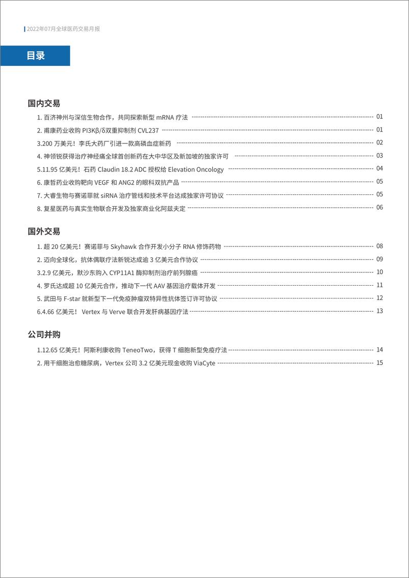 《2022年7月全球医药BD交易报告-19页》 - 第3页预览图