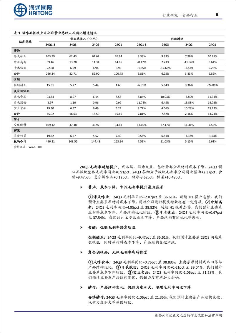 《食品行业专题报告_调味品营收环比加速_乳品&休食盈利改善》 - 第8页预览图