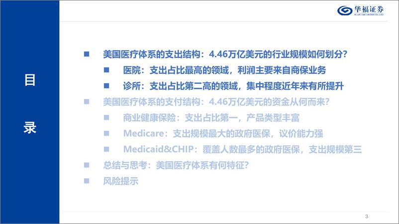 《美国医疗行业系列研究（一）——从支出结构和支付体系出发：美国医疗体系有何特点？》 - 第3页预览图