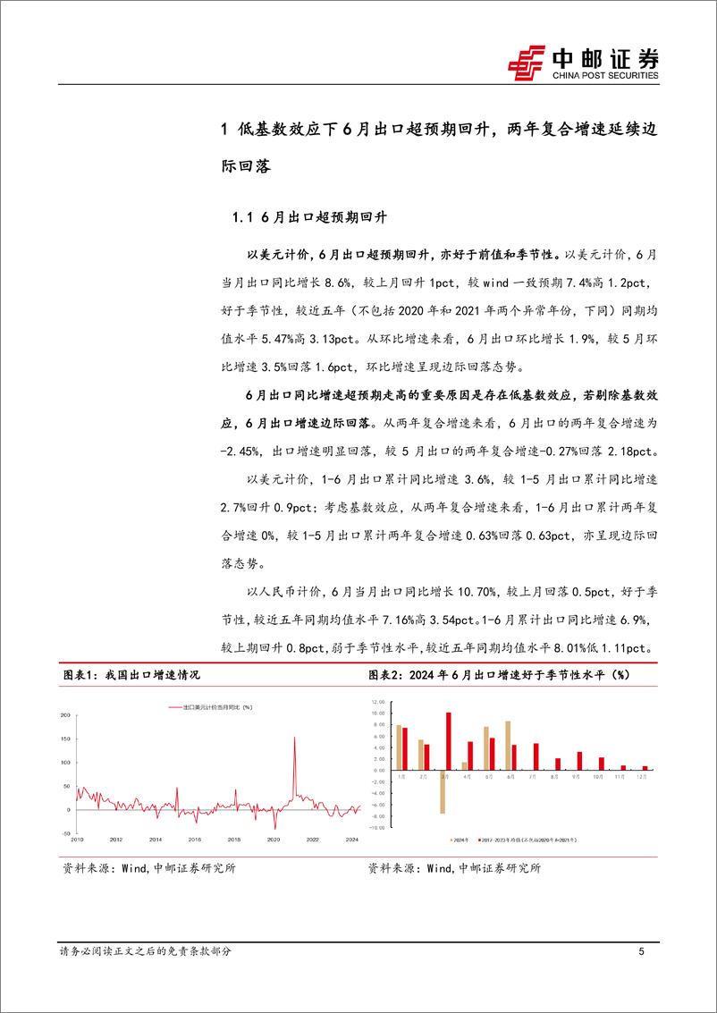 《宏观研究：低基数助力出口稳定，后续增长压力仍大-240712-中邮证券-15页》 - 第5页预览图