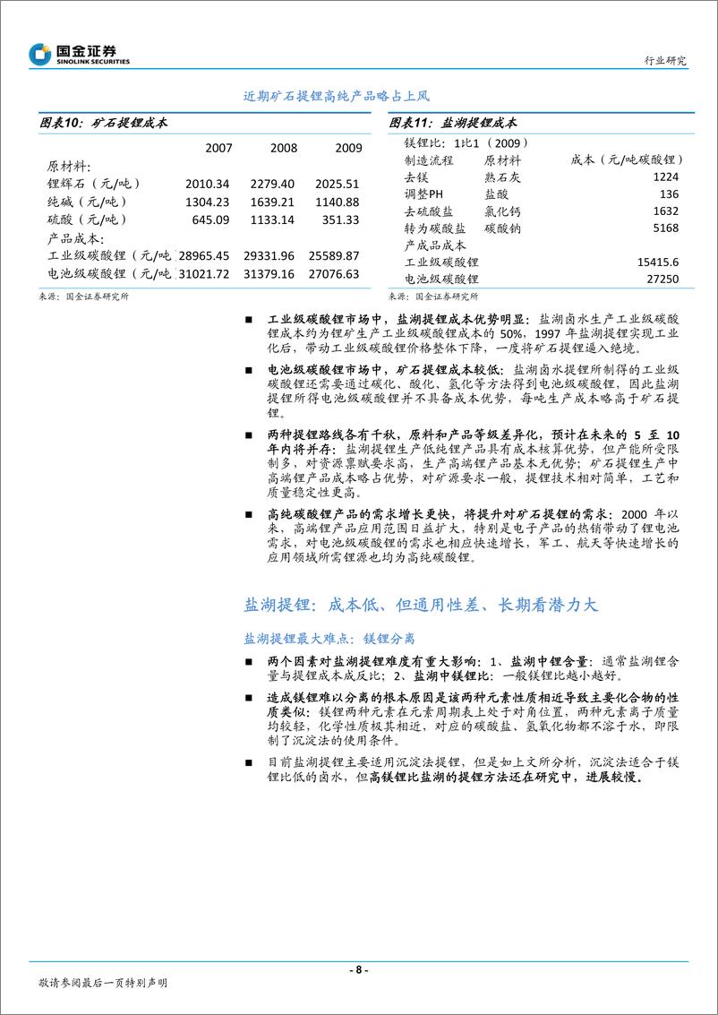 《国金行业-电池行业深度研究系列报告之二：卤水与矿石提锂各有优劣，资源与成本是关键》 - 第8页预览图