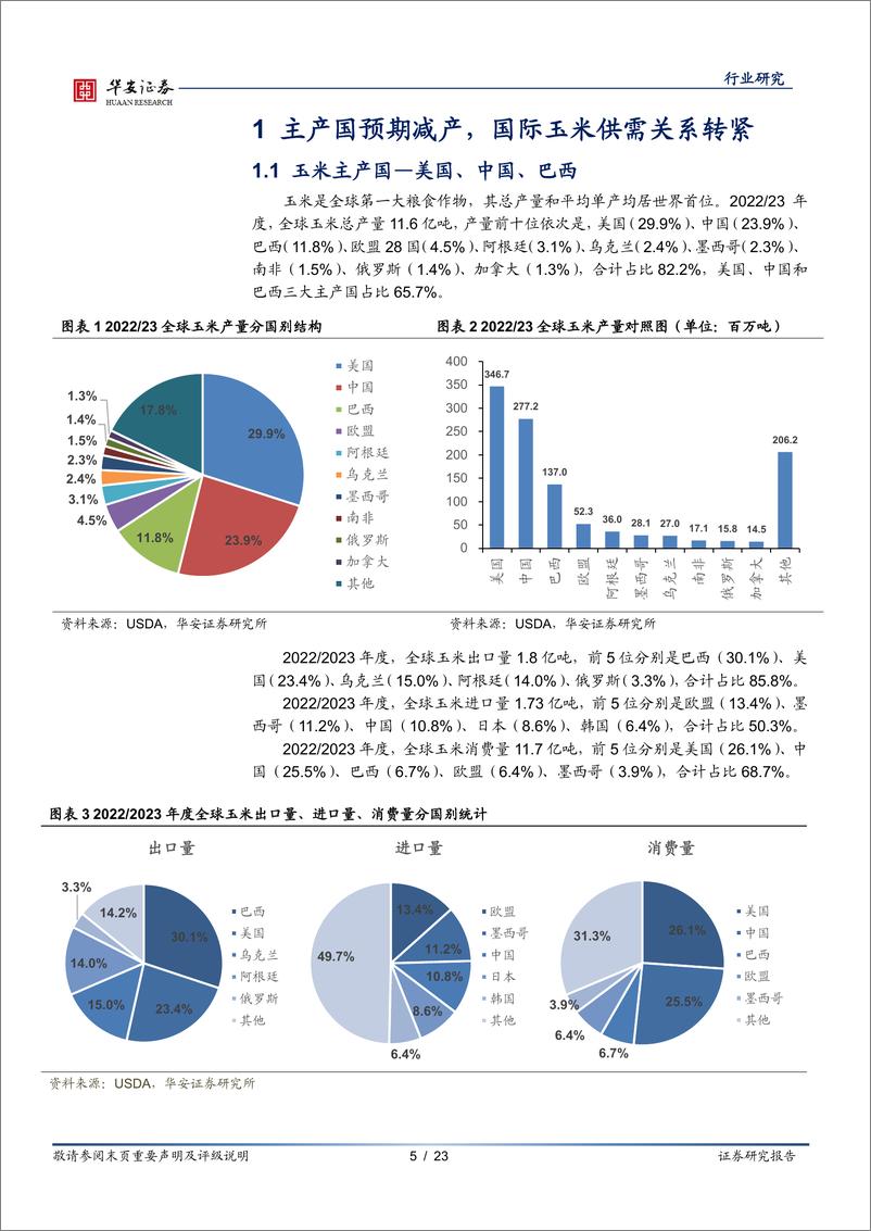 《农林牧渔行业专题：全球玉米供需关系转紧，我国玉米价格或以震荡偏弱为主-240718-华安证券-23页》 - 第5页预览图