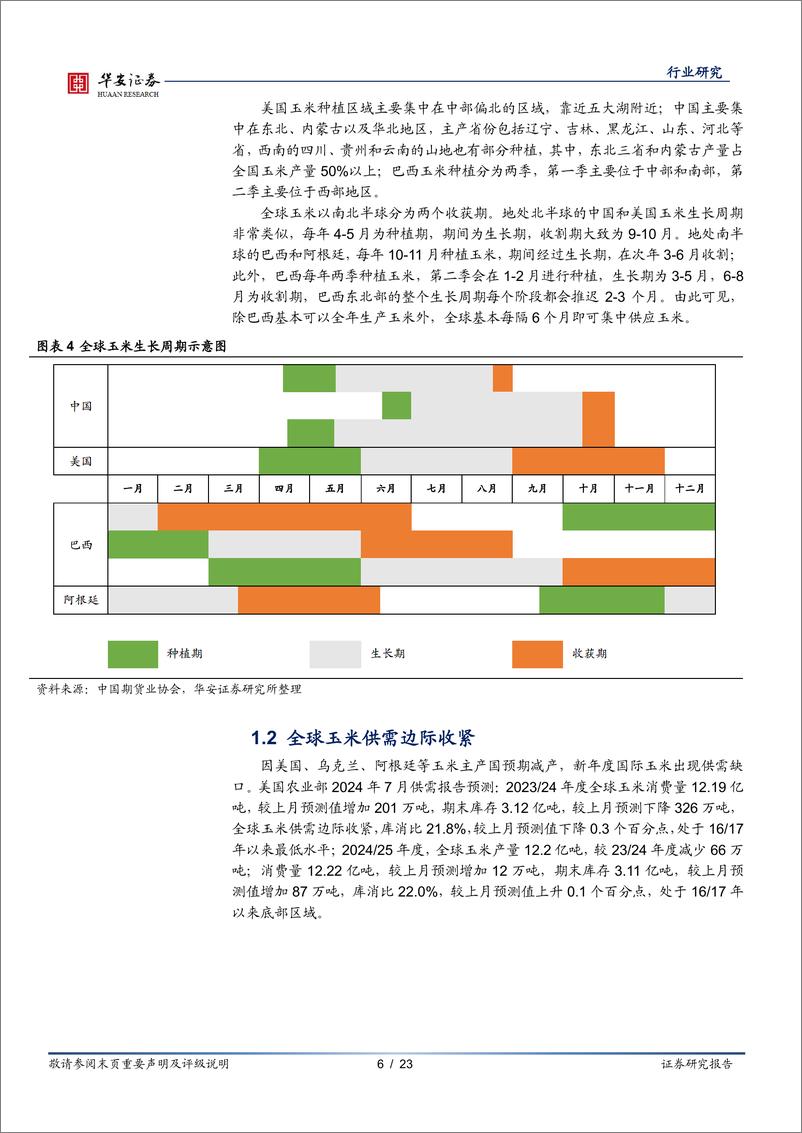 《农林牧渔行业专题：全球玉米供需关系转紧，我国玉米价格或以震荡偏弱为主-240718-华安证券-23页》 - 第6页预览图