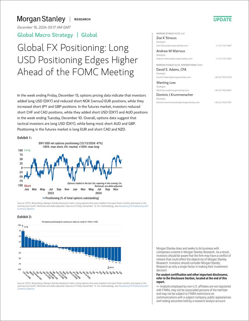 《Morgan Stanley Fixed-Global Macro Strategy Global FX Positioning Long USD Posit...-112226038》 - 第1页预览图