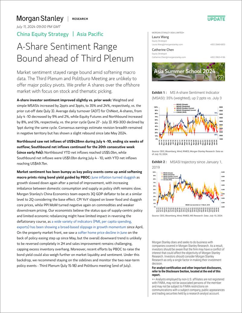 《Morgan Stanley-China Equity Strategy A-Share Sentiment Range Bound ahead o...-109175137》 - 第1页预览图