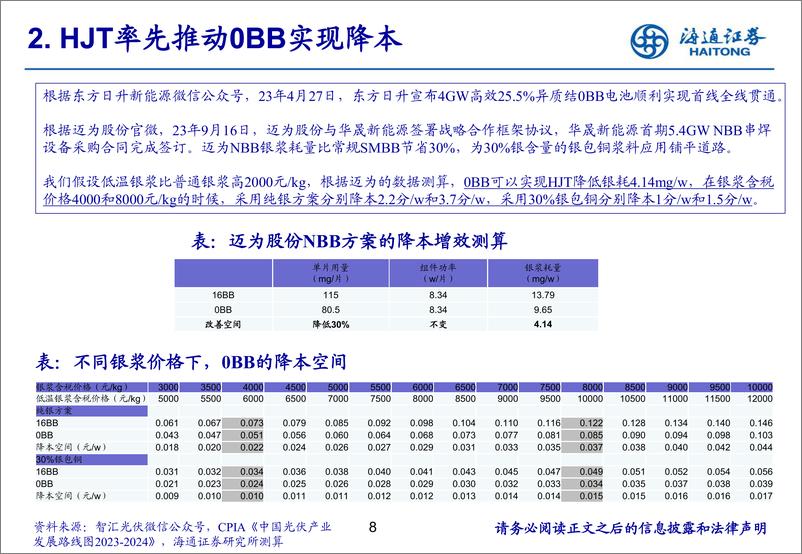 《电力设备与新能源行业：0BB即将规模化应用，助力电池片降本增效-240815-海通证券-20页》 - 第8页预览图