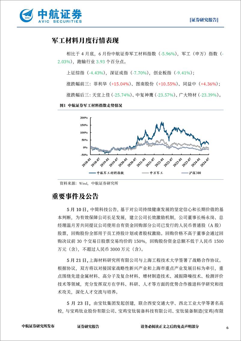 《军工行业材料月报：半年小结，静待拐点-240707-中航证券-16页》 - 第6页预览图