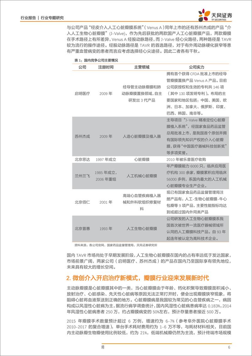 《医药生物行业专题研究：科创板系列报告二，启明医疗，心脏瓣膜微创治疗的启明星-20190323-天风证券-12页》 - 第7页预览图