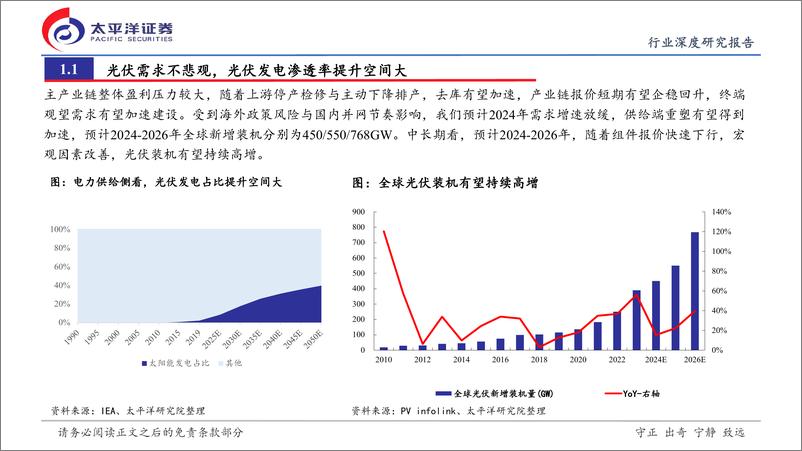 《光伏行业2023年度与2024一季度总结：主产业链演绎极致低谷，辅材%2b出海表现亮眼-240523-太平洋证券-26页》 - 第6页预览图