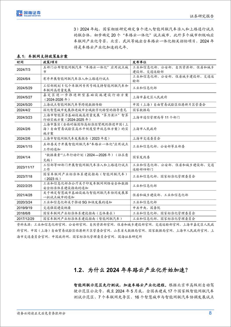 《车联网行业深度研究：车路云产业化加速，优质供应商有望受益-240730-国海证券-33页》 - 第8页预览图