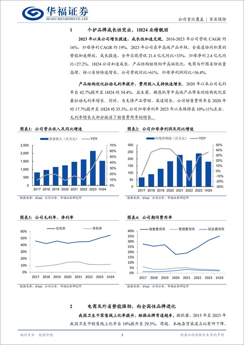 《百亚股份(003006)个护龙头加速成长，品牌势能释放-240927-华福证券-11页》 - 第3页预览图