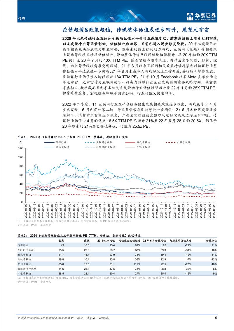 《传媒行业中期策略： 疫情&政策底部回升，聚焦三条主线-20220630-华泰证券-44页》 - 第6页预览图