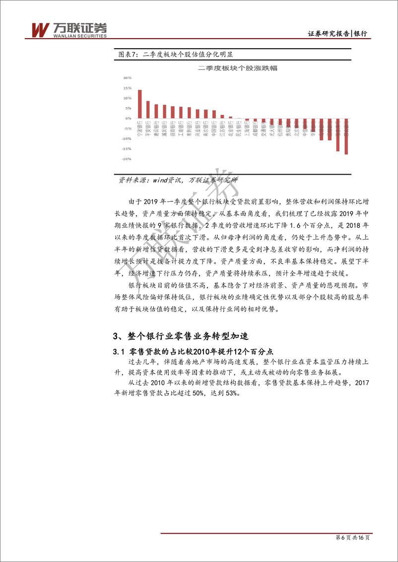 《银行行业投资策略报告：预计三季度板块仍将保持相对优势-20190725-万联证券-16页》 - 第7页预览图